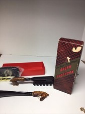 VINTAGE Tie Rack Wall Plaque Brush-N-Horn Shoehorn Brush Set NEVER USED