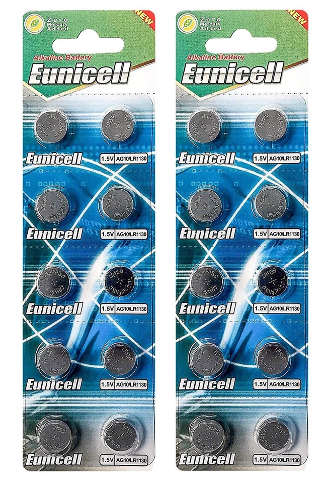 ENVOI SOUS SUIVI EUNICELL 20 Piles AG10 LR54 D389 SR1131 SR54 SR1130SW 1,5V