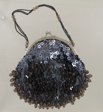 Vintage La Regale Beaded  Sequins Purse Evening Bag - Gray