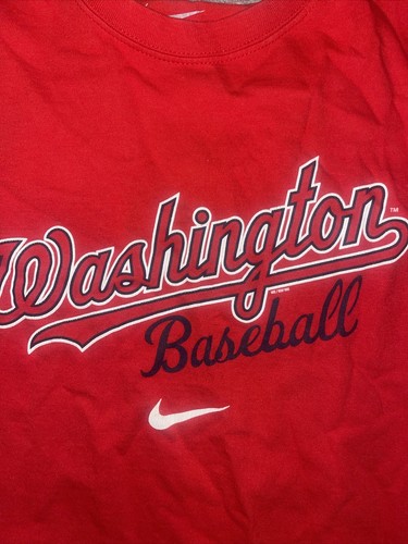Nike T Shirt Standard Fit Uomo Taglia S Washington Baseball Rosso - Foto 3 di 6