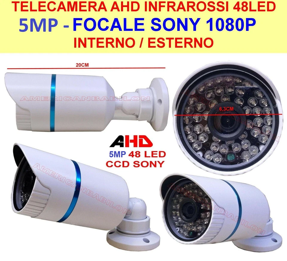 TELECAMERA AHD INFRAROSSI 48LED ESTERNO 5MP FOCALE SONY 1080P VIDEOSORVEGLIANZA