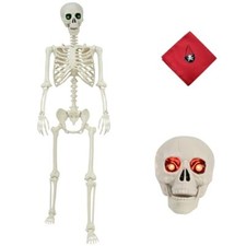 5.4Ft Halloween Skeleton Life Size Skeleton Posable Skeleton with Glowing Eye...