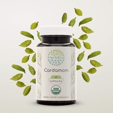 HerbEra Cardamom 60/120 Capsules, 500 mg, Organic (Elettaria cardamomum)