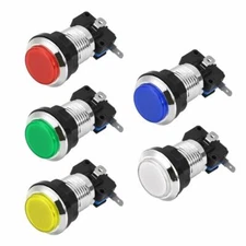 5pcs Arcade 12V illuminated LED Push Button Chrome Plated button With Switch