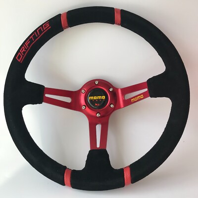 350mm Suede Leather Deep Dish Drifting Steering Wheel Fit for NGR Hub MOMO hub R
