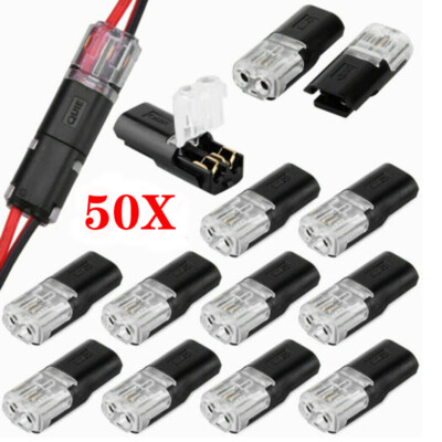 50 pcs Double-Wire Plug-in Connector, Cable Clamp with Locking Buckle, AWG 18-22