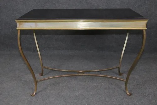 Hollywood Regency Style Wrought Iron Slate Top Console Table - Picture 5 of 13