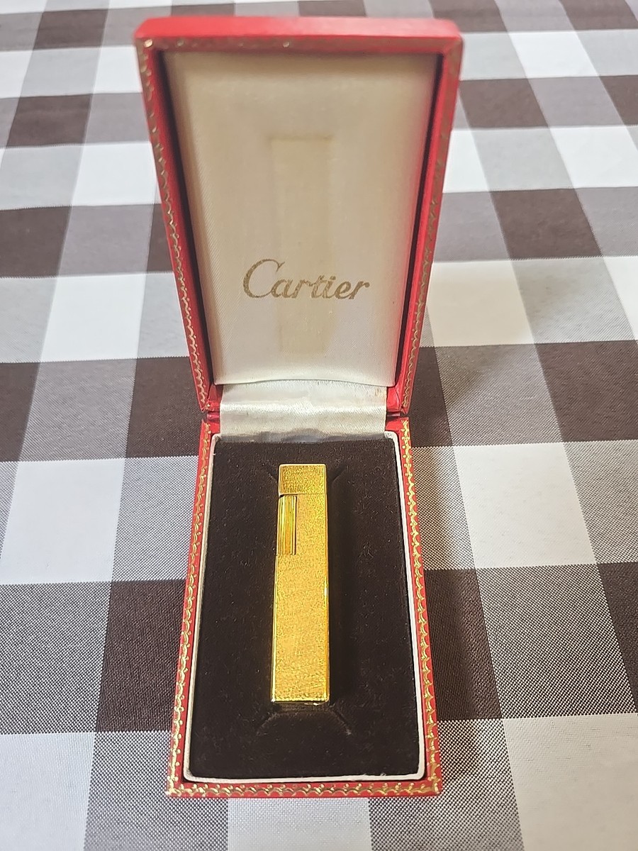 Vintage Cartier Lighter 18k Yellow Gold Plated Metal Flint