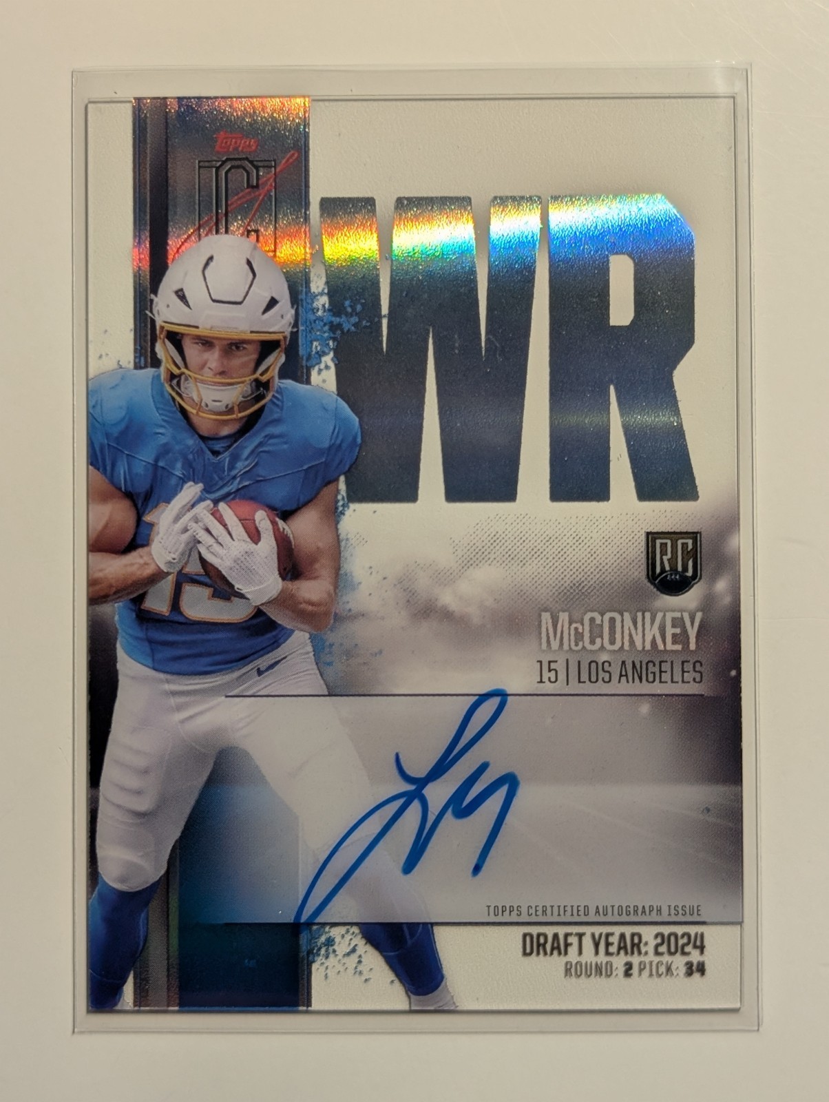 Ladd McConkey RC 2024 Topps Signature Class Crystal Clear Variation Auto Rookie