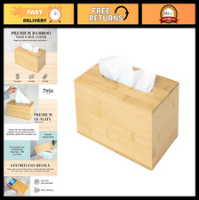 Modern Bamboo Tissue Box Holder - Minimalist Design, Easy-Refill, Fits 230-Count