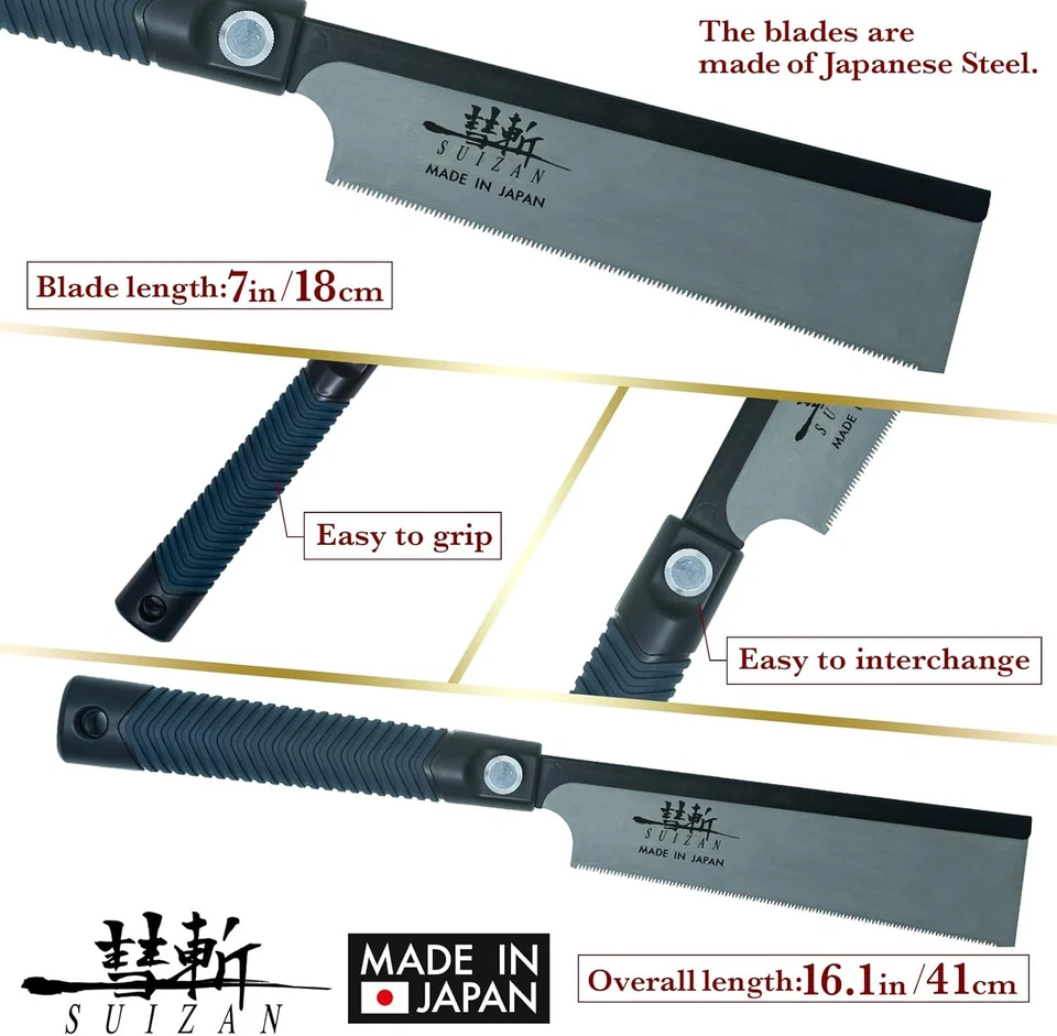 Sierra de cola de milano Dozuki 7" corte de ángulo transversal - Manos de sierra de tracción japonesa profesional Foto 2 de 4
