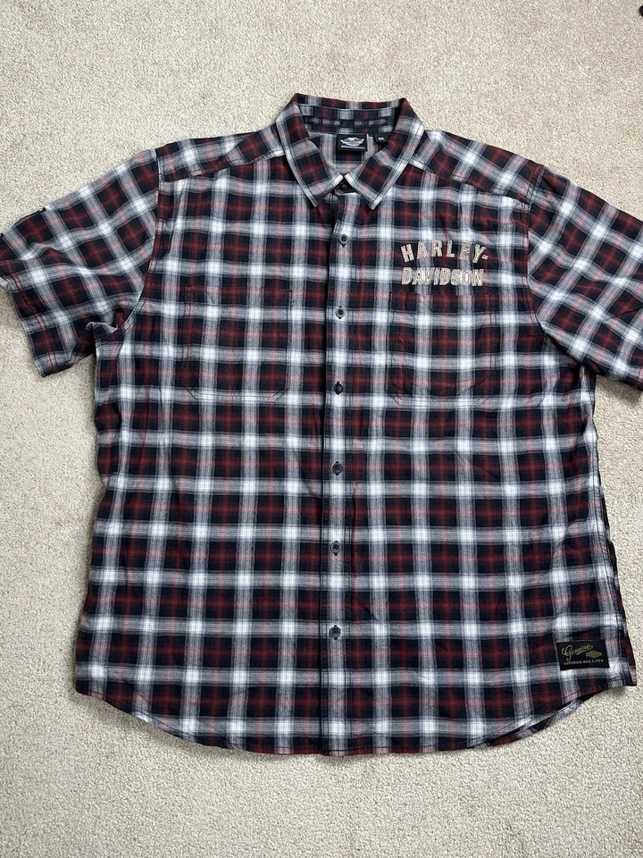 Camisa de vestir Harley Davidson Motorcycles mercancía genuina franela a cuadros 2XL Foto 2 de 4