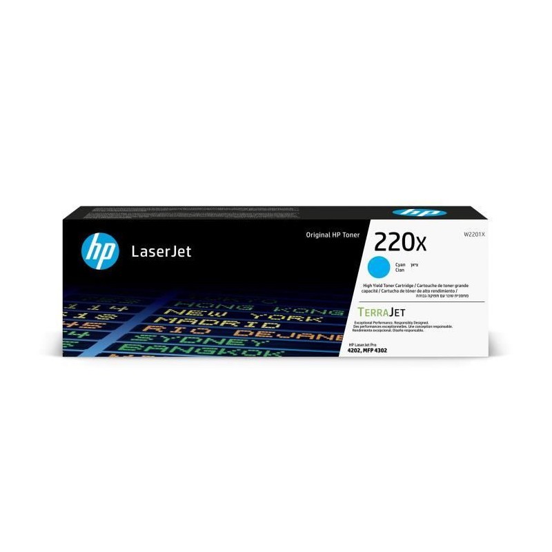 Toner cyan HP 220X haute capacité authentique W2201X pour imprimante Color LaserJet Pro