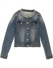 MISS BON BON Womens Crop Denim Jacket UK 10 Small  Blue Cotton AV03