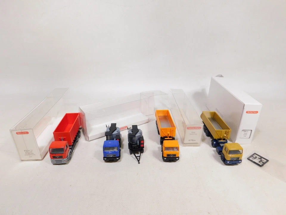 4X Wiking H0 1:87 MAN 672 Abrollkipper 676 Kippsattelzug 689 Mint+Box #DW796-0,5 - Immagine 4 di 4
