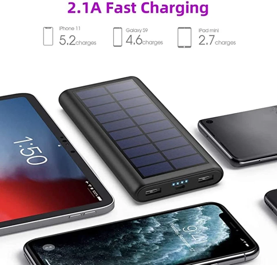 Batterie Externe Solaire 26800mAh Chargeur Portable USB-C - Photo 3/4