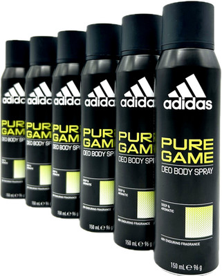 6x adidas Pure Game Männer Deo Spray 48h anhaltendes Deo Bodyspray - 6x 150ml