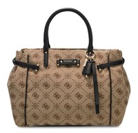 Guess Dorothy Girlfriend Satchel Handtasche Tasche Latte Logo / Black Hellbraun