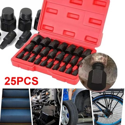 25PCS Multi-Spline Screw Extractor Set Hex Head Bit Socket Wrench Bolt Remover