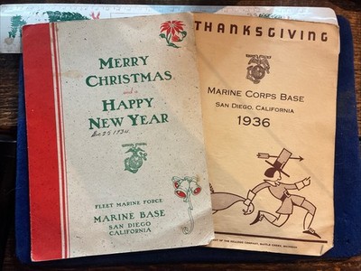 1934-36 Christmas Thanksgiving Menus Marine Corps Base San Diego Ca Kellogg