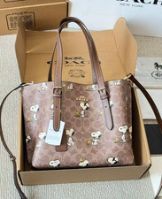 NEW COACH CR293 Molly PEANUTS Tan Brown Snoopy Tote Shoulder crossbody purse 25