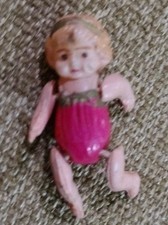 Tiny Miniature Vtg Celluloid Baby Doll Japan String Jointed