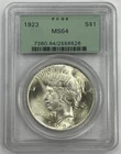 1923 US Silver $1 Peace Dollar PCGS MS64 Gen 2.3 Holder
