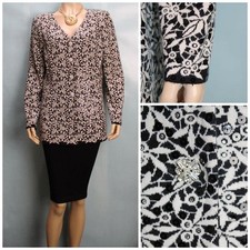 St. John Evening White Black Jacket L Size 10 8 Blazer Sequined Shimmer Floral