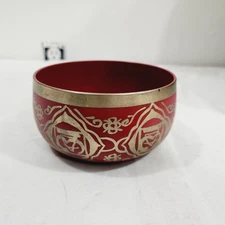 5” Red Brass Buddhist Meditation Singing Bowl 2nd Sacral Chakra Swadhistana