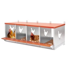 4 Holes Chicken Nesting Box for Laying Eggs, Metal Nesting Boxes Chickens Coop