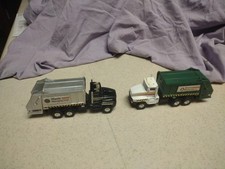 Lot 2 6" Garbage Truck, Waste Managing Dept. Black Green Diecast Pull-back Toy