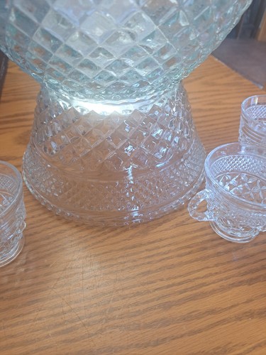 Anchor Hocking Vintage 21-Piece Wexford Pattern Punch Bowl Set Original Box - Picture 12 of 23