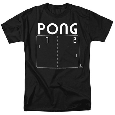 Atari - Pong Bildschirm - Erwachsenen Unisex Kurzarm T-Shirt - Schwarz