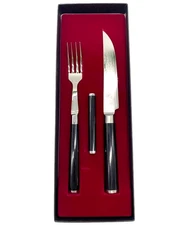 Kai Shun Classic Steak Knife & Fork Wave blade Stainless Steel Damascus Unused