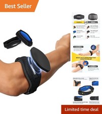 Breathable 2 Count Tennis Elbow Support Brace - Comfortable Pain Relief - Black