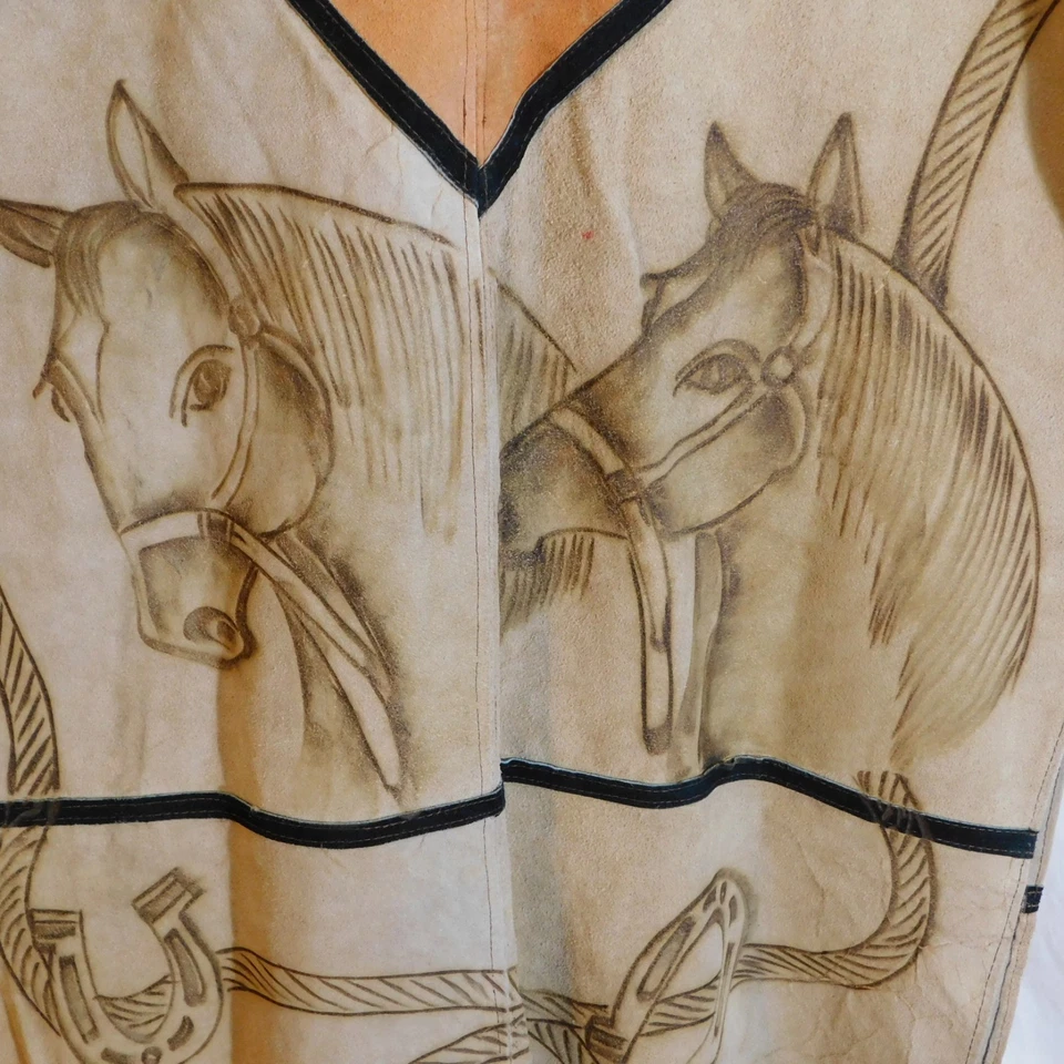 Poncho de gamuza vaquera occidental de colección Serape Cabo Rodeo Caballos Flecos México Foto 3 de 4