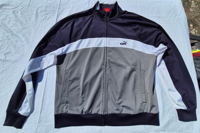 PUMA  GR XXL  RETRO VINTAGE JACKE JACKET TRAININGSJACKE ZIPPER BLAU GRAU WEIß