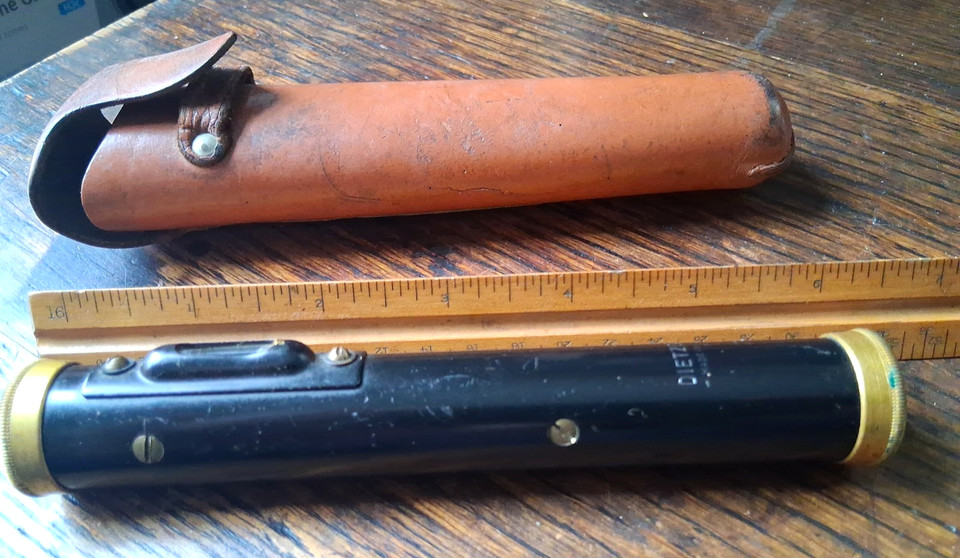 Antique 6" DIETZGEN Pocket Hand Level Surveying Sight Instrument w Leather Case