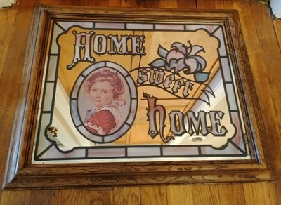 Vintage Home Sweet Home Stenciled Mirror in Frame 24 x 20 Wall Art Decor Retro