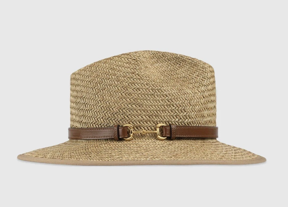 Gucci Sombrero de Paja con Horsebit 6565163HAEI9264 Grande Nuevo con Etiquetas Foto 3 de 4