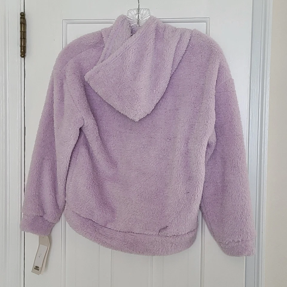 Adidas Niña Lavanda Acogedora Peluda Lurex Sherpa Capucha Talla Grande Nueva con Etiquetas Foto 2 de 4