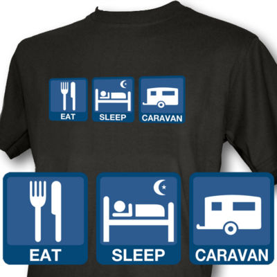 Eat Sleep Caravan Herren T-Shirt schwarz Kombi Camper
