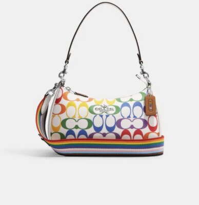 COACH, Teri Shoulder Bag In Rainbow Signature Canvas, NWT | eBay