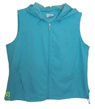 BE INSPIRED Sport Vest AQUA Large AQUA Hooded 100% Polyester MESH LINED Full Zip