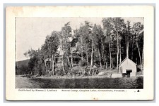 Tarjeta postal Sunset Camp Caspian Lake Greensboro VT Vermont UNP Sparrow DB V12
