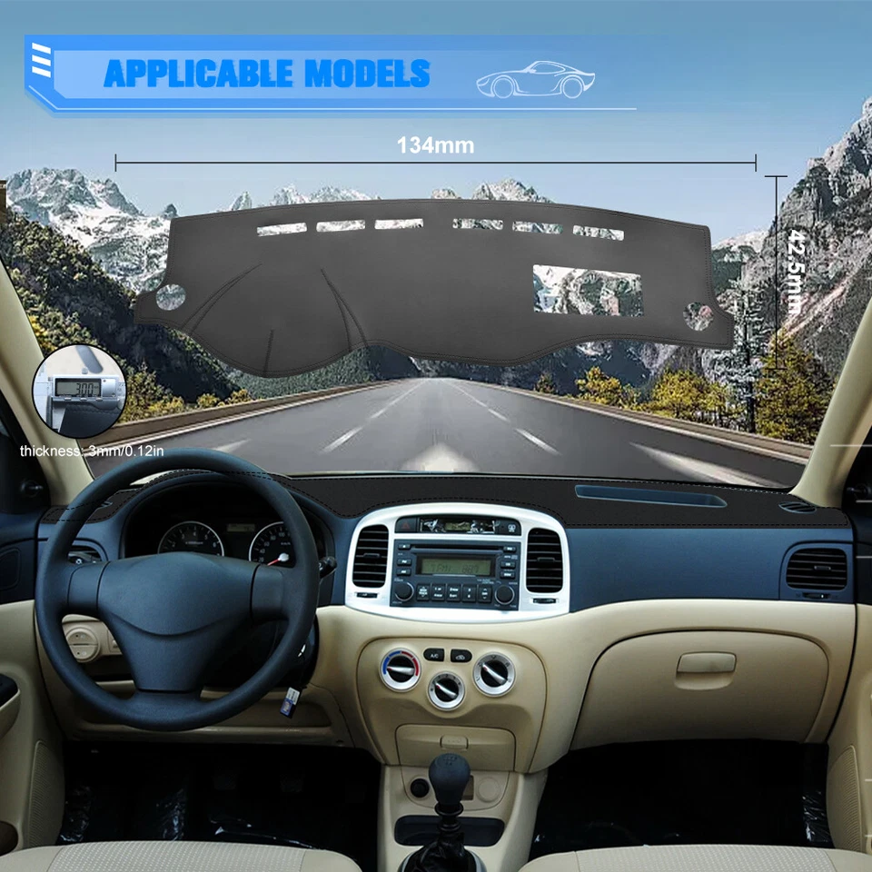 Alfombrilla protectora para tablero de instrumentos Hyundai Accent 2006-2008-2011 Foto 4 de 4