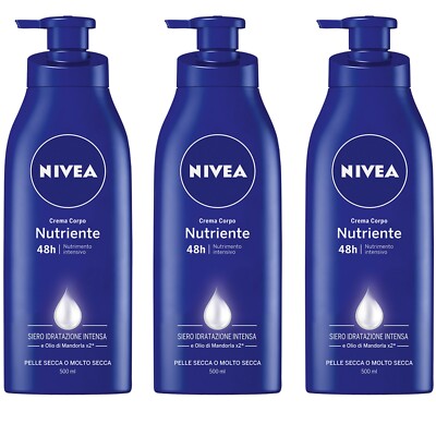 3 Stück NIVEA Körpercreme NÄHRSTOFF trockene oder sehr trockene Haut Mandelöl 500ml