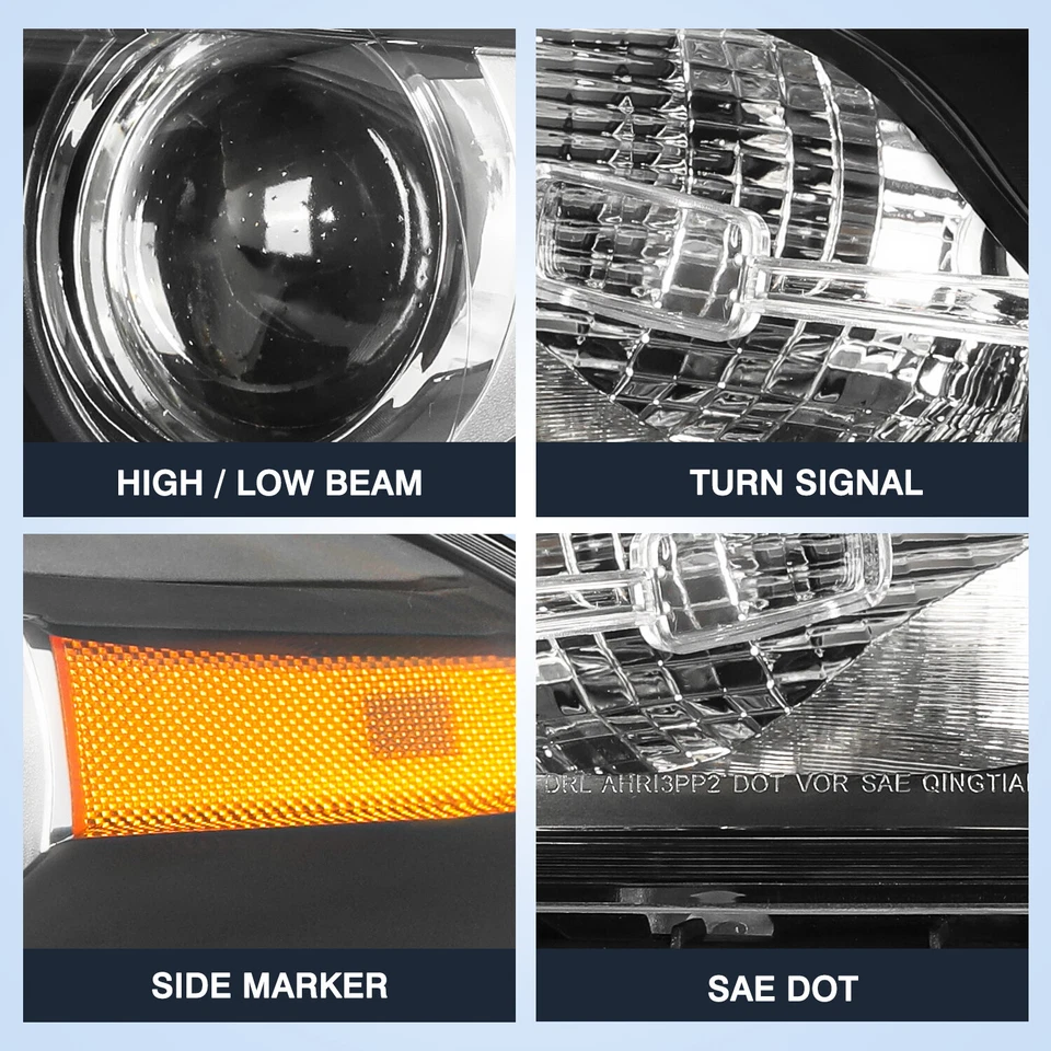 Pair Black Projector Headlights For 2013-2016 Dodge Dart Halogen Headlamp Foto 3 de 4