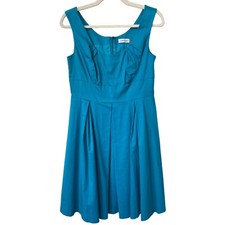 Calvin Klein Pleated Fit & Flare Mini Dress Womens 6 Blue A-Line Party Cocktail
