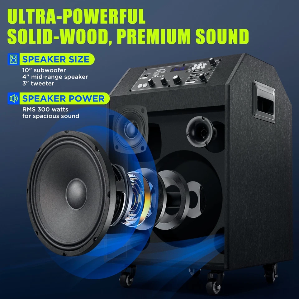 Karaoke Machine for Adults & Kids – 300W Bluetooth Speaker with 2 Mics - Image 2 of 4